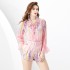 2024 Spring/Summer - Retro V-neck Lantern Sleeve Shrink Fold Mushroom Edge Lantern Sleeve Shirt+Retro Shorts 2-piece Set