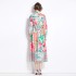 Original in stock | 2024 Spring new contrasting ethnic style retro stand up collar lantern sleeve printed dress