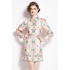 Original in stock | 2024 early spring new retro positioning flower shirt collar long sleeved waist slimming short dress