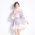 Original in stock | 2024 early spring new fresh temperament flower lantern sleeve short dress