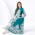 2024 Vacation - Palace style stand up collar lantern sleeve single placket printed long lace dress