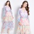 Original in stock | 2024 vintage vacation style dress with V-neck and waist cinching temperament, ruffled cake long skirt