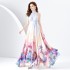 2024 Early Spring - Vacation style hanging neck style black fungus edge wavy edge painted wide swing long printed dress