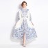 Original in stock | 2024 early spring new palace style lapel dress with buckle design, long skirt