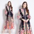 Original in stock | 2024 early spring new palace style stand up collar dress with floral single breasted design, long skirt