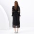 2024 Spring/Summer - Vacation style retro lapel collar single breasted lace embroidery wide swing long dress