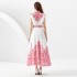 2023 Early Autumn Palace Style Flip Collar Single Front Small Flying Sleeve Printed Long Dress