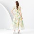 2024 Spring/Summer - Palace style lapel, sleeveless waist, wide skirt, printed long dress