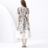 2024 Vacation - Resort Wrap Strap Style V-neck Lantern Sleeve Long Retro Printed Dress