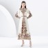 2024- Early Spring Retro Collar Single Front Lantern Sleeve Long Printed Dress