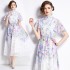 Original Real Shot | 2024 Summer New Xiaofei Sleeve Lotus Leaf Edge Fragmented Flower Colored Waist Collection Black Ear Collar Dress