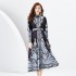 Early Spring 2024- Palace Style Flip Collar Single Door Front Lantern Sleeve Long Retro Printed Dress