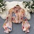 French style high-end floral long sleeved shirt for women's summer lantern sleeves, niche, exquisite, romantic atmosphere design top