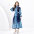 2024 Spring/Summer - Palace style stand up collar lantern sleeves wave side length retro printed dress two-piece set