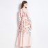 Original in stock | 2024 vintage palace style long dress with temperament V-neck and waist cinching slimming dress for women