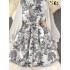 French court style high-end printed dress for women in autumn and winter with bubble sleeves and single breasted design, niche light luxury skirt