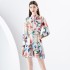 Early Spring 2024- Wave Edge Wide Skirt Retro Short Mini Printed Dress