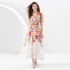 2023 vacation retro palace style V-neck loose lantern short sleeved painted long dress