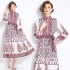 Original in stock | 2024 gentle French retro sweet slimming waist print temperament big swing dress for women