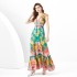 2024 Spring/Summer - Retro Deep V-neck Lantern Sleeve Wave Edge Wide Swing Painted Printed Long Dress