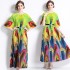 2024 new artistic style niche high-end positioning printed three bedroom mid sleeve round neck dress