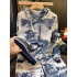 2024 design printed hooded pleated sweatshirt casual wide leg pants two-piece set three bedroom fashion set