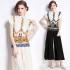 2024 women's new high-end T-shirt, niche anti-aging suit, pleated versatile top, loose and slimming pleated pants