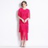 Miyake tassel dress 2023 new elegant temperament short sleeved cake skirt comfortable long skirt high-end