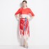 2023 autumn French niche oil painting dress temperament long skirt new high-end printed dress