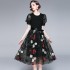 2024 Summer New French Knitted Splicing Heavy Industry High Waist Mesh Three Dimensional Embroidered Lace Skirt Dress