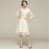 2024 waist cinching heavy industry high-end embroidery light luxury super fairy lace V-neck dress