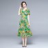 2024 French retro chiffon floral dress with short sleeves and gentle retro long skirt