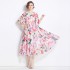 Gentle and elegant Tencel skirt with flowing and flowing print, plus loose fit dress in plus size