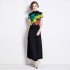 Miyake T-shirt new high-end pleated casual print niche loose and versatile wide leg pants