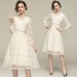 2024 waist cinching heavy industry high-end embroidery light luxury super fairy lace V-neck dress