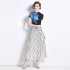 Miyake T-shirt new high-end pleated casual print niche loose and versatile wide leg pants