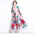 2023 Positioning Printed Lantern Sleeve Hundred Fold Tassel Belt Dress