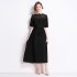 2024 lace hollow out dress for women's summer wear, lightweight and fashionable design, loose pleated long skirt