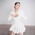 French retro irregular shawl pleated dress, new style elegant temperament, waist cinched white short skirt 40160