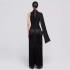 Temperament scarf collar patchwork tassel dress new high-end asymmetric slimming dress long skirt 40243