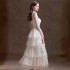 Light luxury high-end suede banquet dress long skirt new princess style niche slimming white fluffy skirt 40179