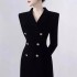 French style double breasted V-neck irregular dress in stock, new temperament velvet casual slim fit jacket 40023