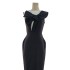 Spot French Black and White Dress Long Dress Vietnamese Design New High end Bow Waist Dress 40084