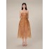 Spot light luxury niche lace dress designed by Vietnamese designer with three-dimensional flower sequins and perspective strapless 30183