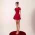 Elegant temperament, caring pleated red short skirt, new niche socialite V-neck small pendulum dress, dress 40120