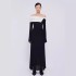 Spot high-end knitted long sleeved dress with black and white contrasting color 30313