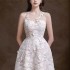 New design with floral lace dress, elegant temperament, hook flower sleeveless white dress, long skirt 40176