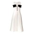 JT Vietnamese designer's new sleeveless dress in stock, black and white V-neck French waist cinched goddess long dress 22048