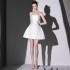 30070 Vietnamese designer's new small shoulder top set, small formal dress, high-end white strapless jumpsuit