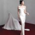 Spot French bow strapless banquet dress, long skirt, light luxury temperament, waist cinching dress 40175